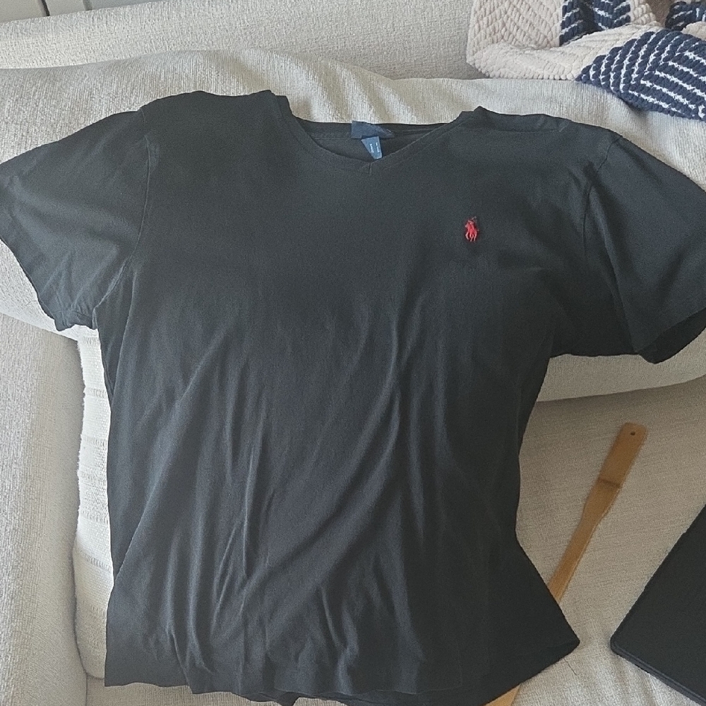 Ralph Lauren Black V Neck Short Sleeve Tee